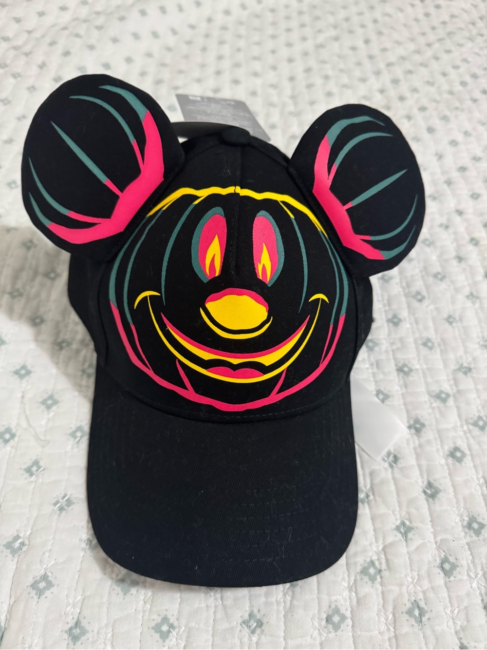 Disney Glow-In-The-Dark Mickey Ear Hat - Black with Neon Green & Pink